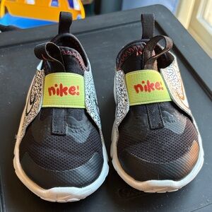 Nike Kids Black and White Sneakers with Neon Accents